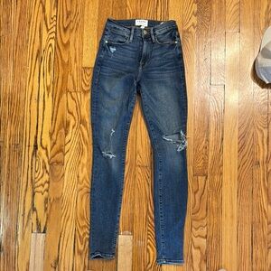 rag & bone Dark Blue Distressed Skinny Jeans